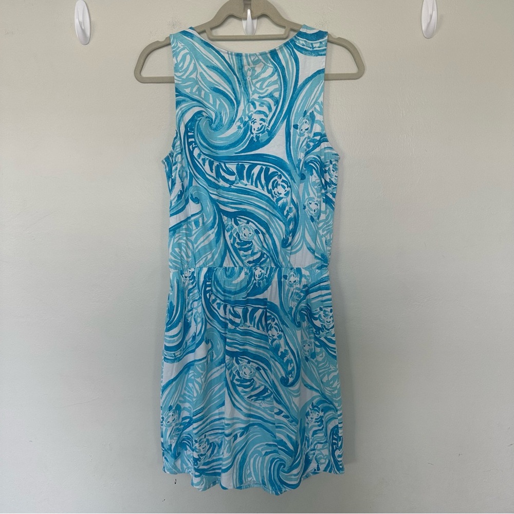 Lilly Pulitzer Windward Dress Resort White & Blue Sea Ruffles Engineer Dress‎ - Picture 3 of 8